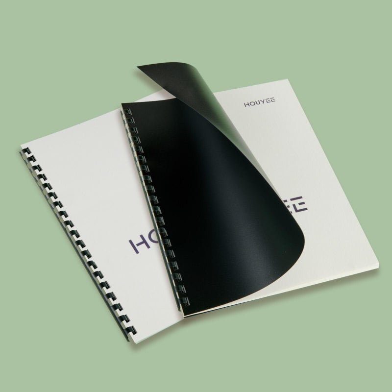 HOUYEE 100 Pack Binding Covers Set, 8.5x11 Inches, Including 50 Pcs 8 Mil Clear Binding Covers, 50 Pcs 12 Mil Black Sand Plastic - Image 4